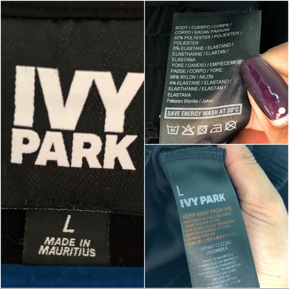 IVY PARK Satin Pure Black Track Jacket Zip Up LG - Picture 15 of 16